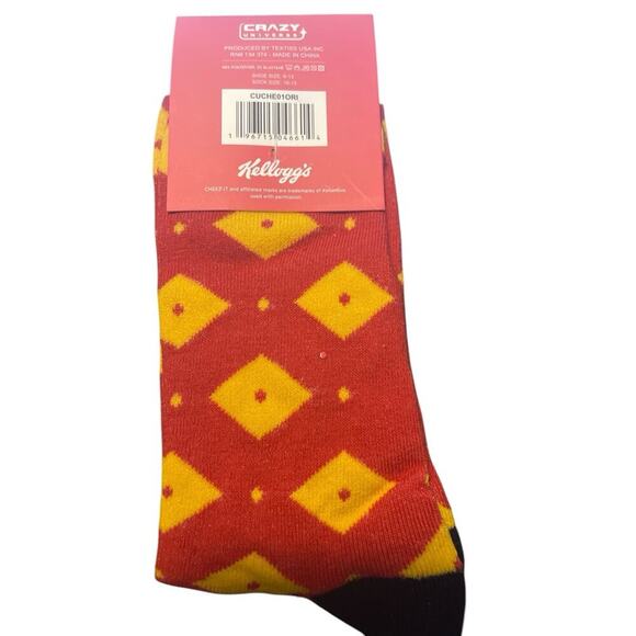 Adult Cheez-It (Squares) Novelty Crew Socks (Shoe Size 6-13) | BRAND NEW - Picture 2 of 2